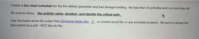 please help Create a bar chart schedule for the