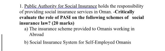 1. Public Authority for Social Insurance holds