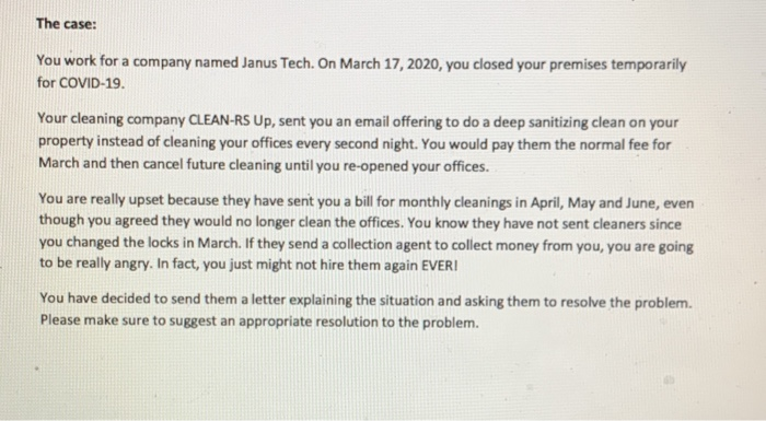 The case: You work for a company named Janus