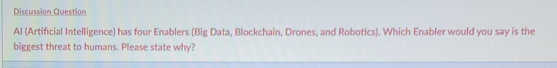 Discussion Question Al (Artificial Intelligence)