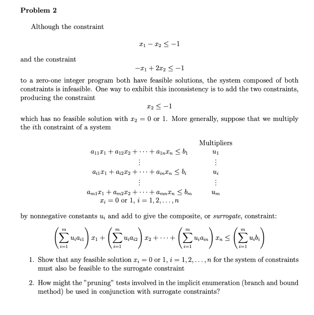 Problem 2 Although the constraint x1 - x2 < -1