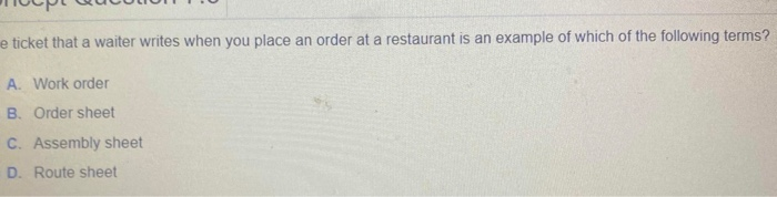 e ticket that a waiter writes when you place an