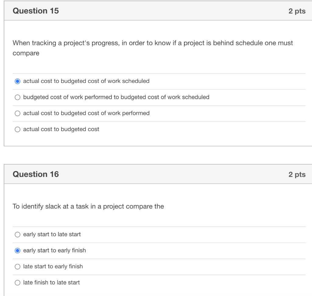 When tracking a project's progress, in order to