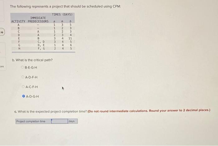 The following represents a project that should be
