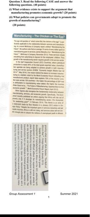 Question 3. Read the following CASE and answer