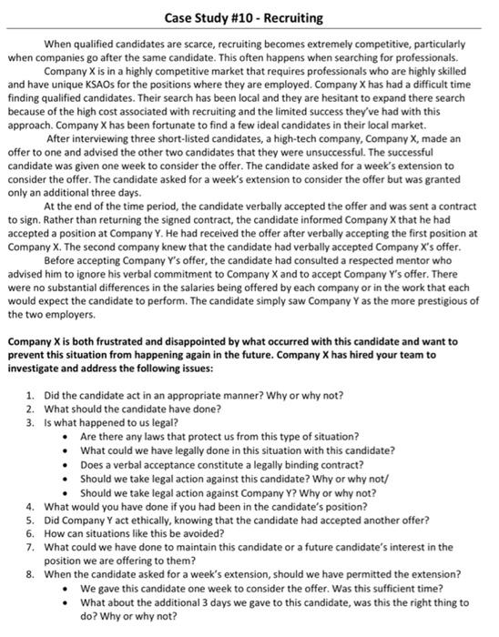 Case Study #10 - Recruiting When qualified