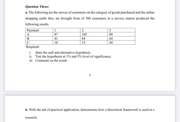 please answer, urgent Question Three: a. The