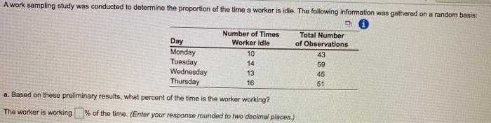 A work sampling study was conducted to determine