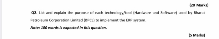 (20 Marks) Q2. List and explain the purpose of