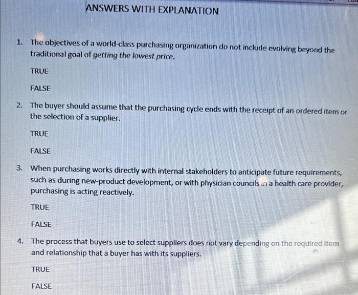 1. The objectives of a world-class purchasing