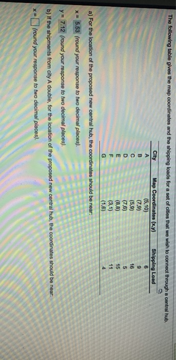 please just find the x and y coordinates for part