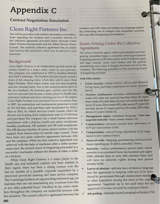 Information: Question: Appendix C Contract