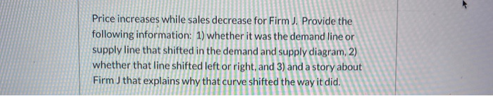 Price increases while sales decrease for Firm J.