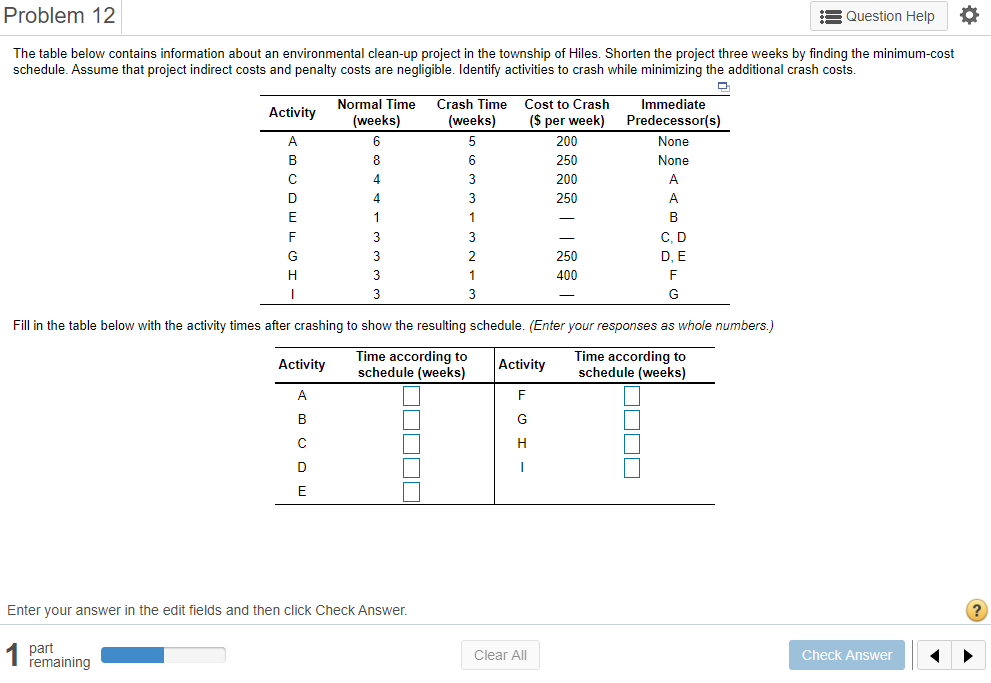 Problem 12 Question Help The table below contains