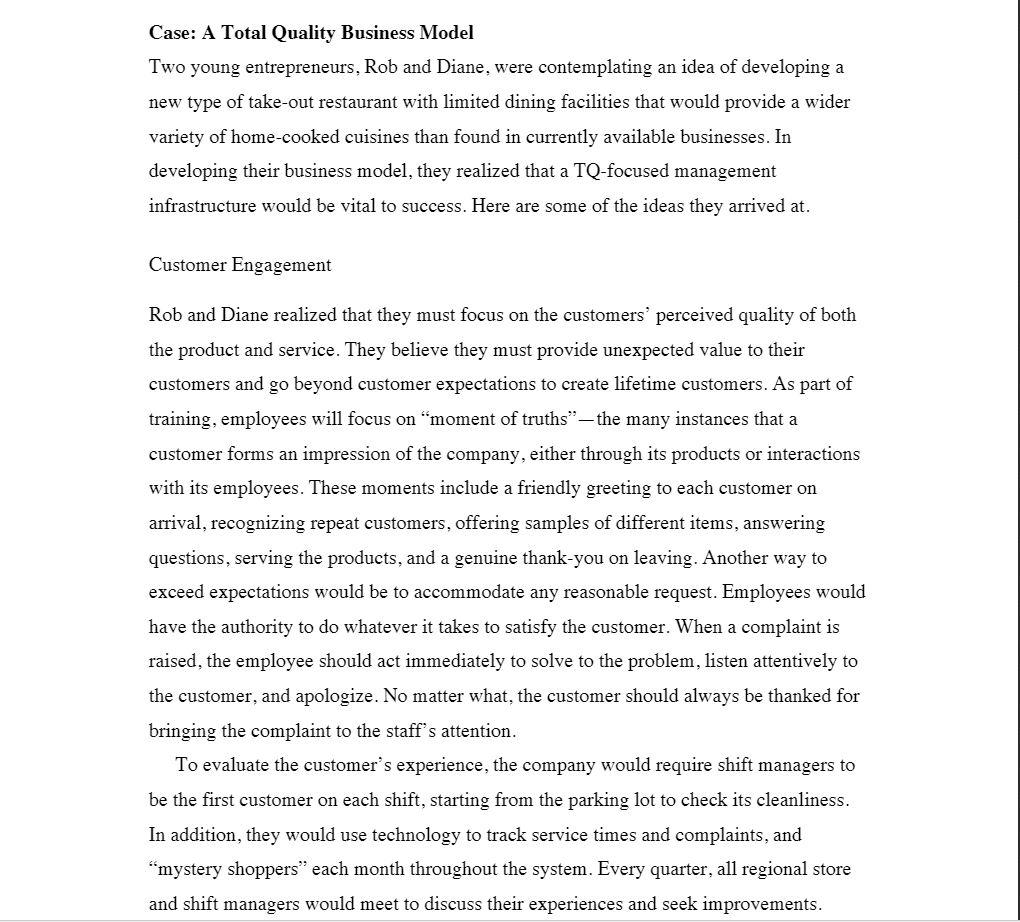 Case: A Total Quality Business Model Two young