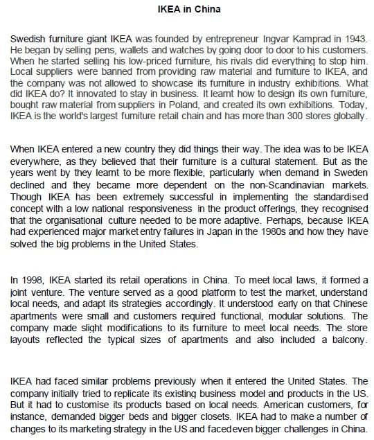 Introduction to International Business. Question