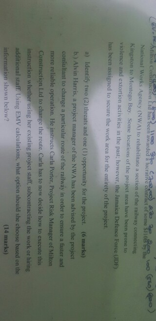 a)based on the information give....identify two