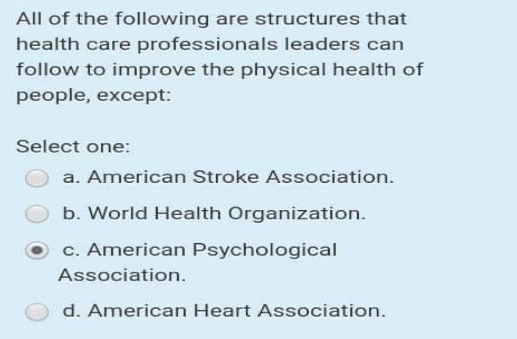 All of the following are structures that health