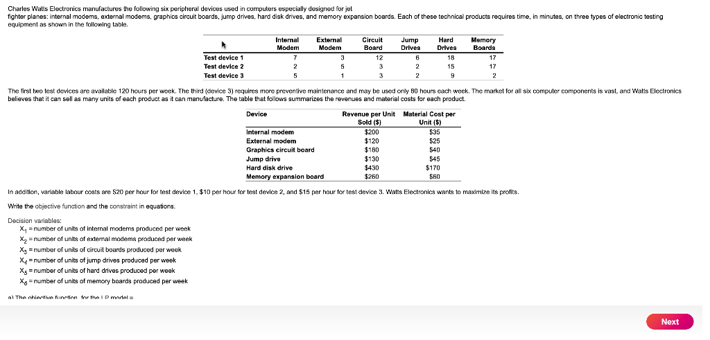 PLEASE DO PART B AND C Charles Watts Electronics