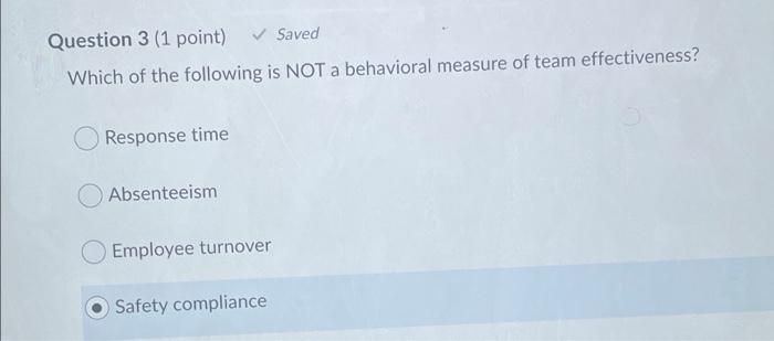 Question 3 (1 point) Saved Which of the following