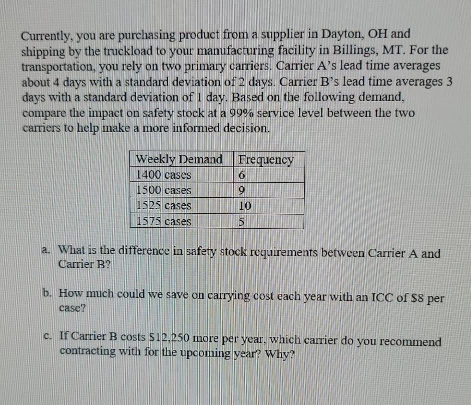 Homework #8 FALL 2020 1) COST-BASED WAREHOUSE