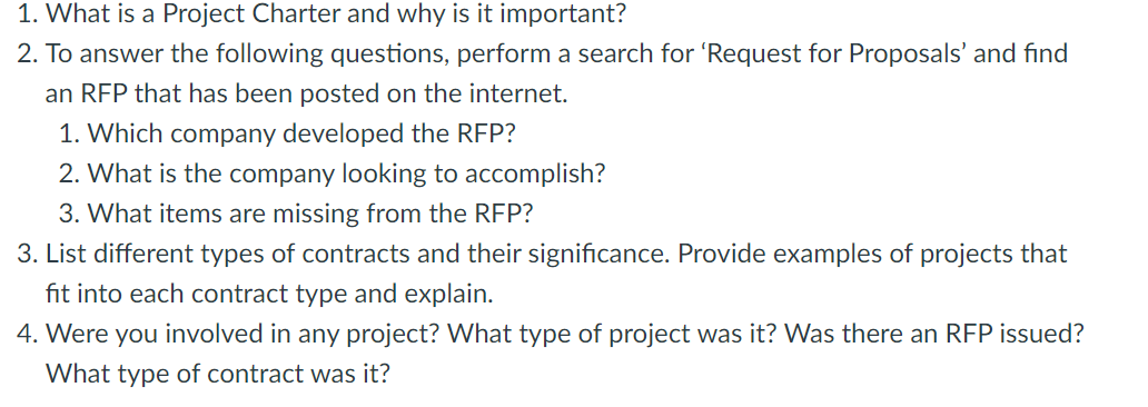 1. What is a Project Charter and why is it