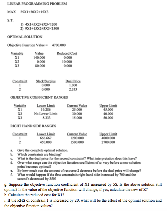 OBJECTIVE COEFFICIENT RANGES a. Give the complete