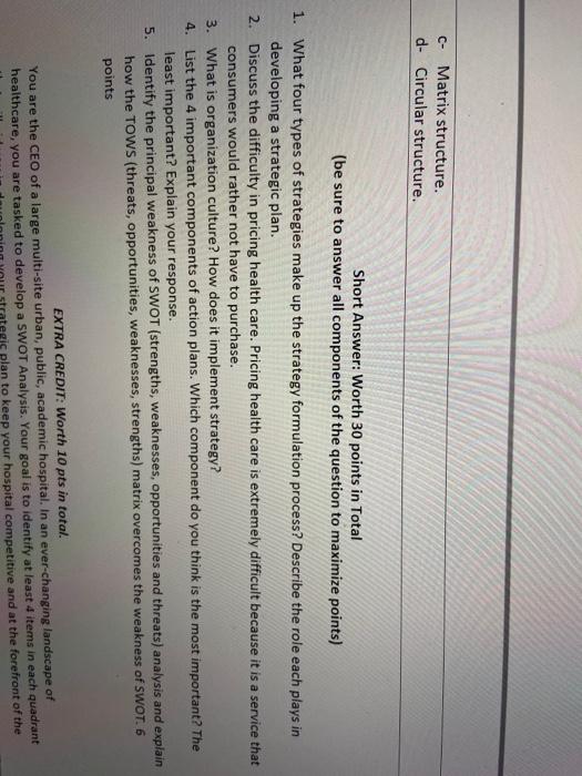 please answer as many as possiblw C- Matrix