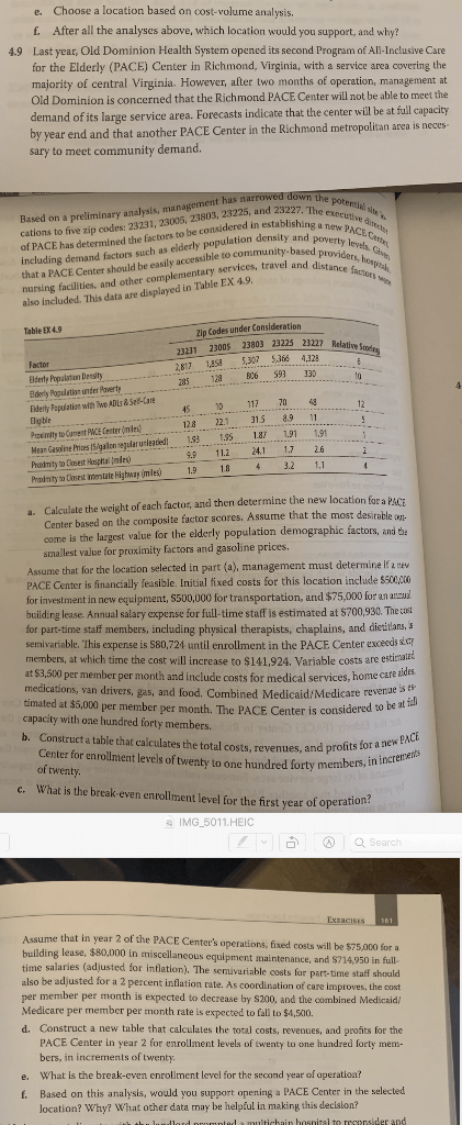 question 4.9 all sections, please. Table EX 4.9
