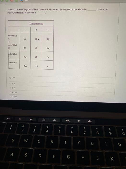 because the A decision maker using the maximax