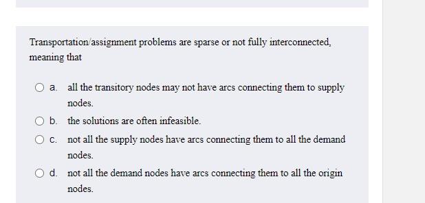 Transportation/assignment problems are sparse or