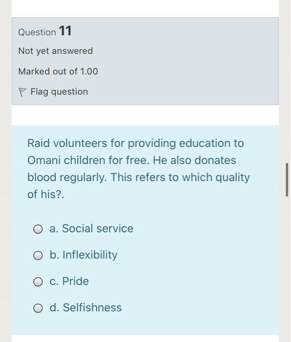 Question 10 Not yet answered Marked out of 1.00