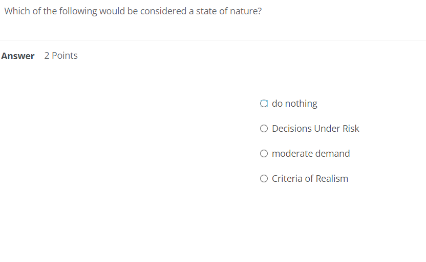 Which of the following would be considered a