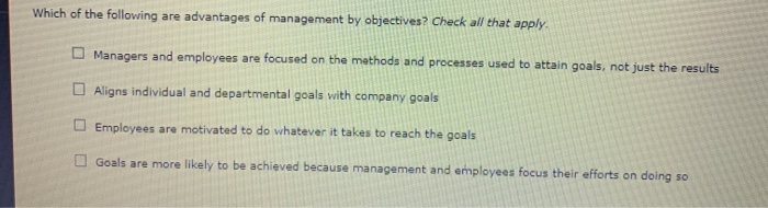 Which of the following are advantages of