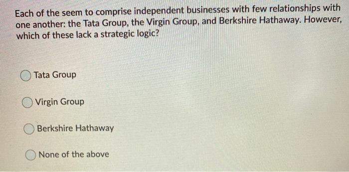 Each of the seem to comprise independent