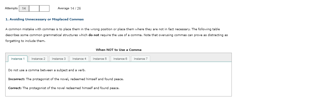 Attempts 14 Average 14/26 1. Avoiding Unnecessary