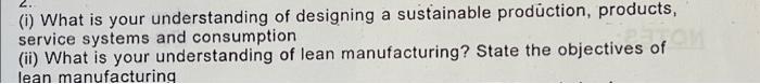 (i) What is your understanding service systems