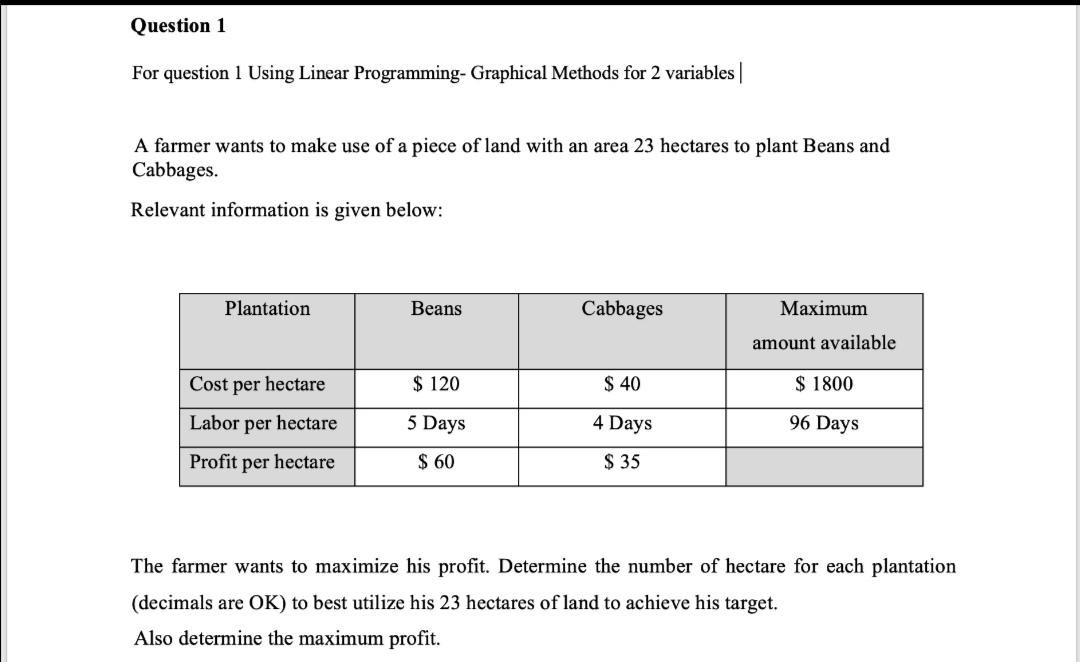 Question 1 For question 1 Using Linear