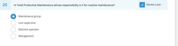 20 In Total Productive Maintenance whose