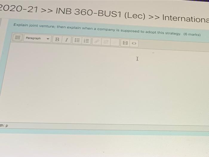 2020-21 >> INB 360-BUS1 (Lec) >> Internationa
