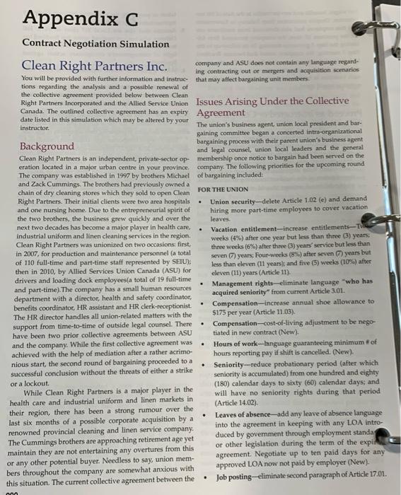 Information: Question: . . Appendix C Contract