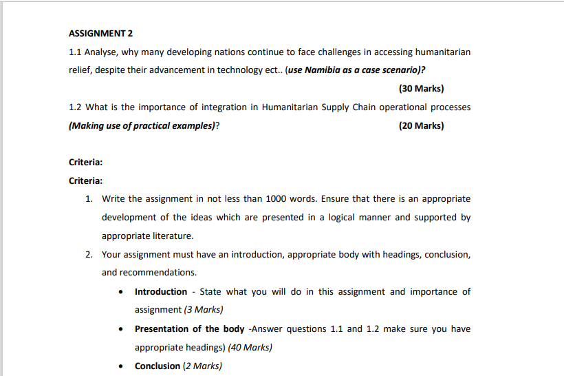 ASSIGNMENT 2 1.1 Analyse, why many developing
