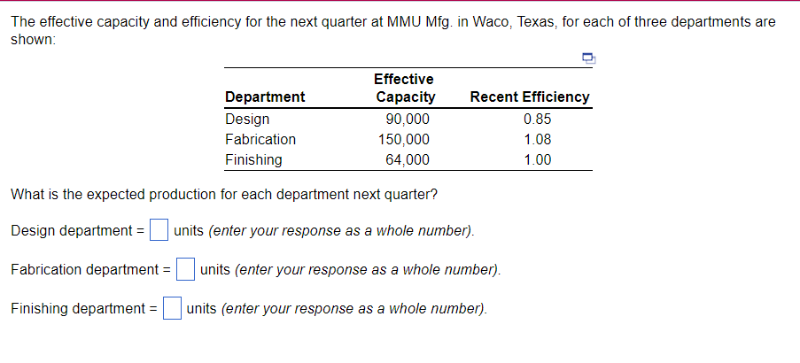 4- The effective capacity and efficiency for the