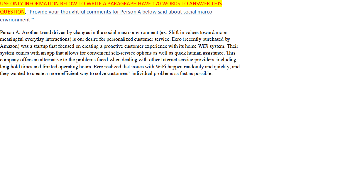 USE ONLY INFORMATION BELOW TO WRITE A PARAGRAPH