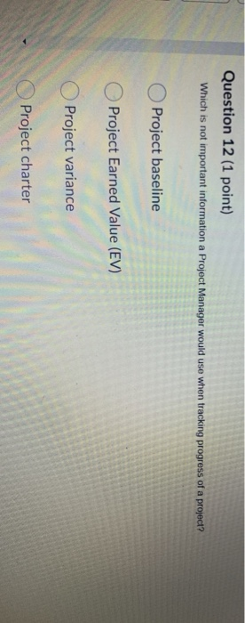 Question 12 (1 point) Which is not important