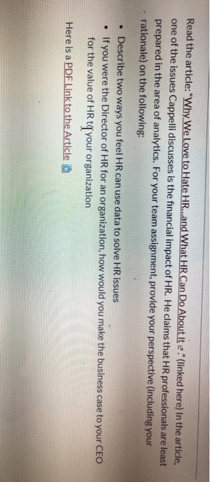 Read the article: "Why We Love to Hate HR...and