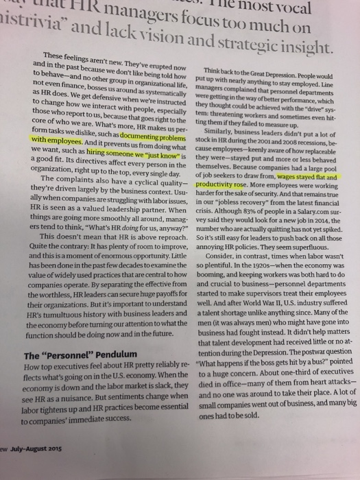 Read the article: "Why We Love to Hate HR...and