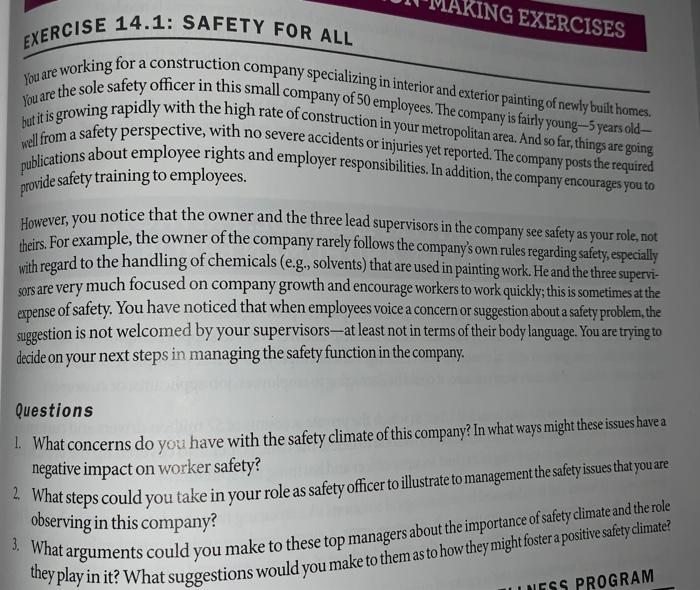 AKING EXERCISES EXERCISE 14.1: SAFETY FOR ALL You