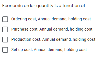 one or more than correct answer Economic order