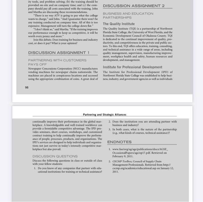 Total Quality Management. Chapter 6: Partnering &